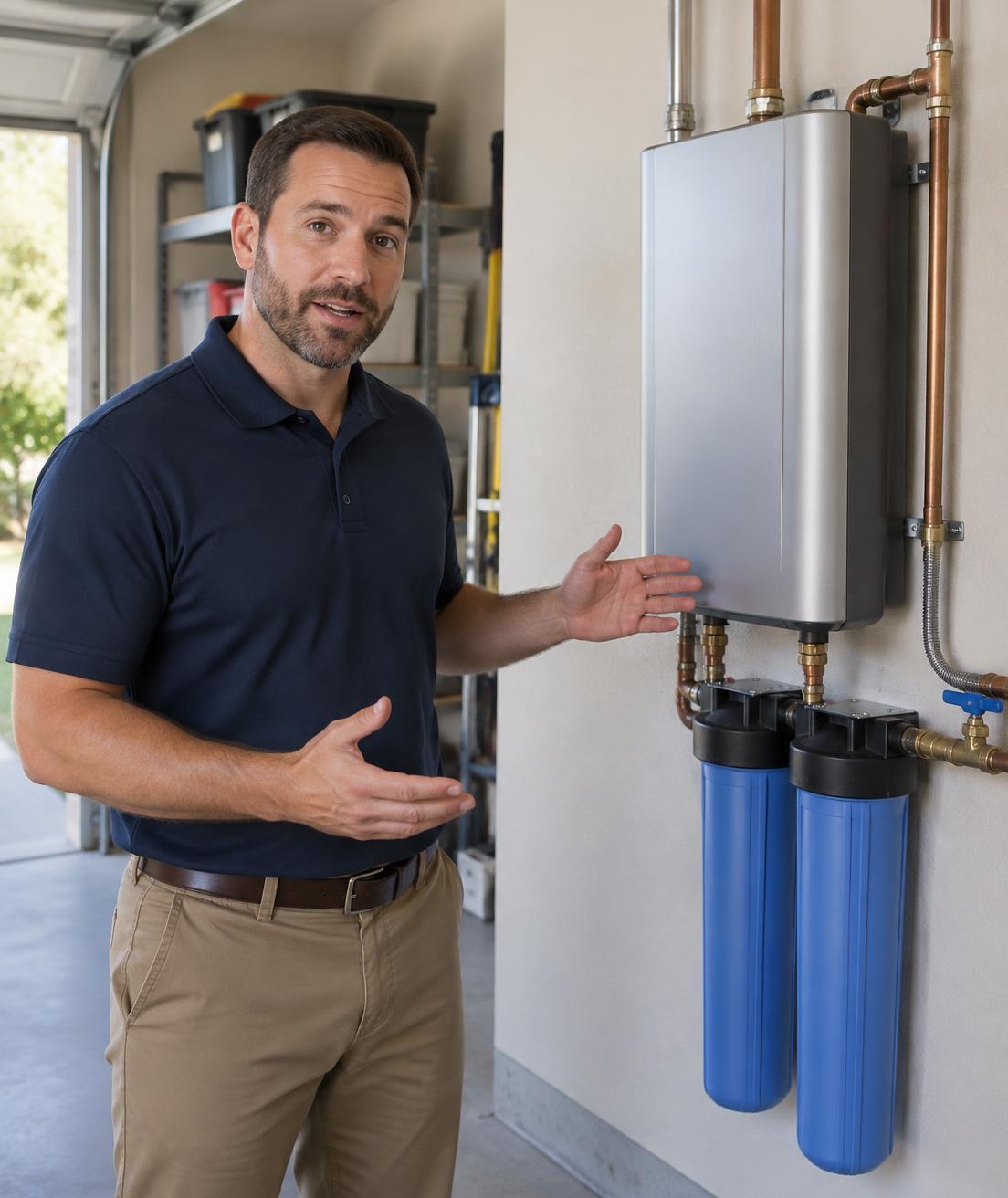 Galene specialist reviewing water options with a homeowner
